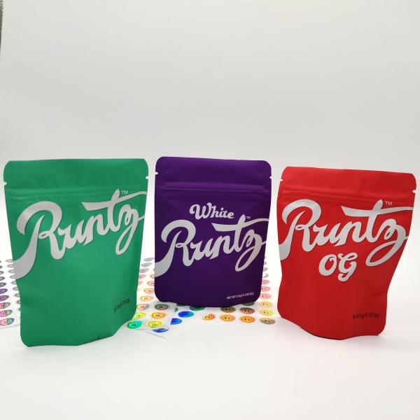 Quality Reusable Multicolor Zipper Mylar Stand Up Pouches Moisture Proof For CBD weed wholesale