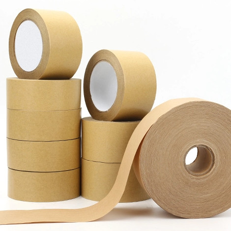 Quality Eco Friendly Biodegradable Kraft Paper Package Tape Reinforced Custom Printed Gummed Kraft Paper Tape wholesale