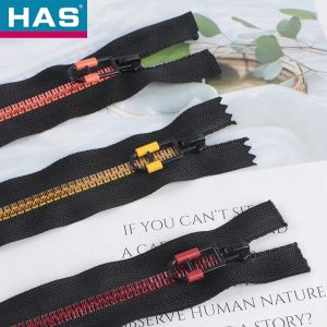 #5 Two-Color Printed Resin Opening-End Zipper With Colored Plastic