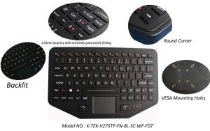Cheap IP65 Wireless Bluetooth Industrial Keyboard Robust ABS With Touchpad Backlit for sale