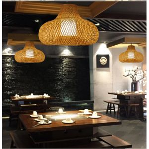 New Japanese Bamboo Ceiling Pendant Lights Handmade Retro Hanglamp Lighting(WH