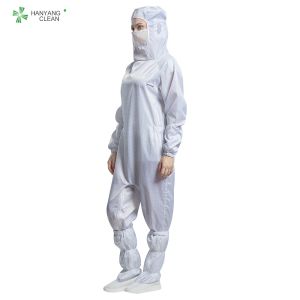 White Color Clean Room Garments Terilization With Hood Pen Holder For Class 1000
