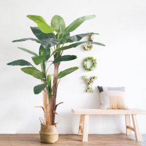 Wholesale 7 FT Artificial Banana Tree Plant | Natural Bark Trunk | Free
