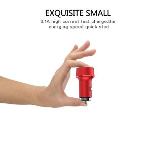 3.1A Dual USB CAR CHARGER with Voltage Monitoring Aluminum Alloy Multi colors to