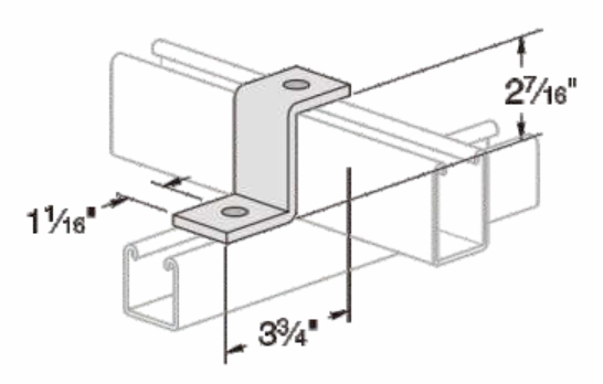 2 Hole Galvanised Steel Offset Strut Z Bracket For Shelves
