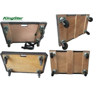 Open 4 Wheel Carpeted Furniture Dolly Cart With Heavy Duty Hardwood Frame