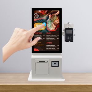 Cheap 15.6 inch Touchscreen Countertop Kiosk Restaurant Self-serve Kiosk With Receipt Printer and QR Code Scanner for sale