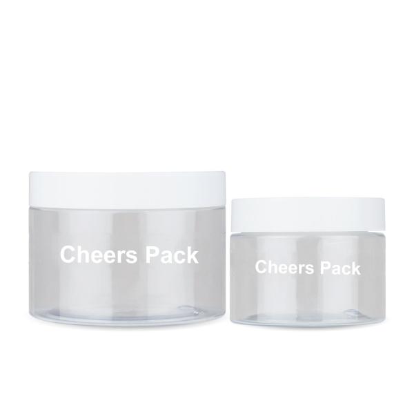 Wholesale Skincare Empty Body Scrub PET Jar Container Clear Round Plastic Body Scrub Jars With Lids