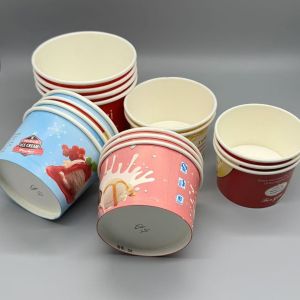 Food Grade Custom Printed 3/5/8/16/18 oz Disposable Ice Cream Paper Cups With
