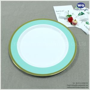 China Disposable 7.5 Inch 10Inch PS Plastic Dinner Plate,Golden Rim Plate,Plastic Dinner Plates,Durable Plastic Plates Seller on sale
