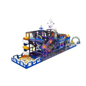 Blue Interstellar Children's Indoor Playground With Space Exploration Theme