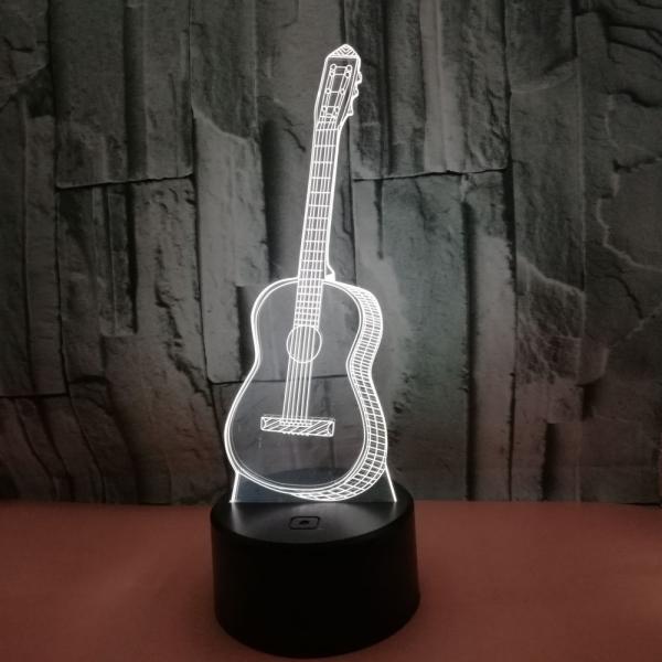 3D led guitar night light seven-color touch visual light creative gift atmosphere small table lamp