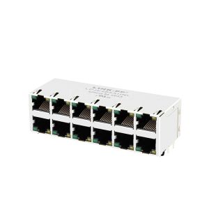 LPJE265AHNL Green/Yellow LED 2X6 Port RJ45 Modular Jack Without Integrated
