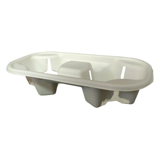 Quality Zero Plastic Compostable Sugarcane Bagasse 2 Cup Carrier wholesale