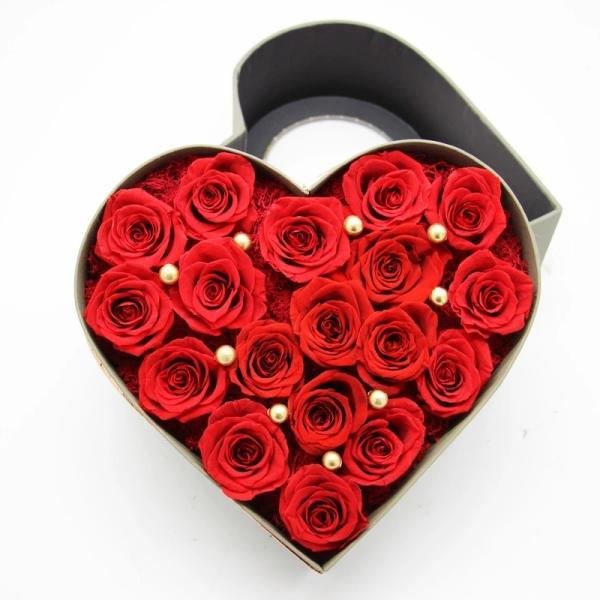 Quality Preserved roses real flowers in heartshaoe box never withered roses that last a year for her anniversary day wholesale