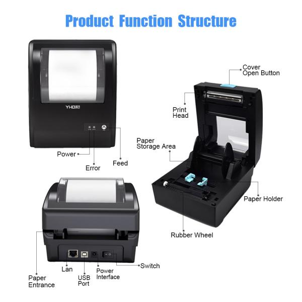 160mm/sec QR Code Thermal Printer 80mm 3 Inch Sticker Maker For Small Business