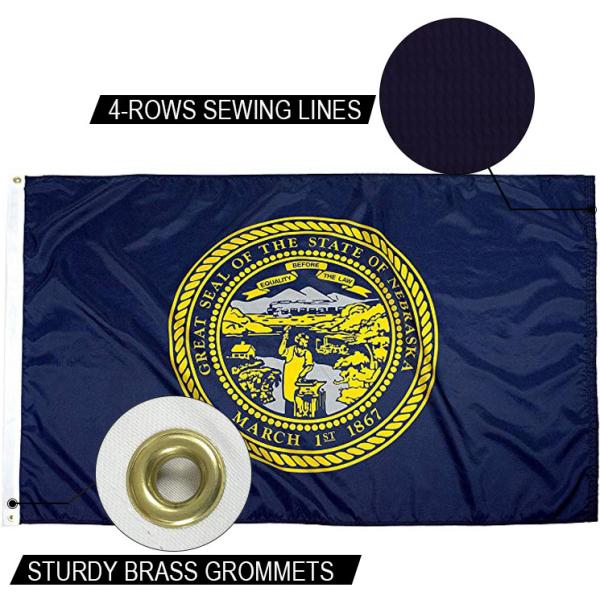 Outdoor Custom Flag State Of Nebraska Flag 3x5ft Heavy Duty Dupont Nylon US