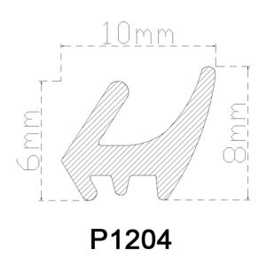 10*8 mm Brown PVC Rubber Strip Groove Type Barrier Strips