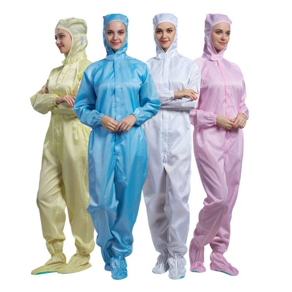 Quality Anti-Static ESD Cleanroom Coverall with Adjustable Waist and Zipper Fasten for Surface Resistance 106-107Ohm wholesale