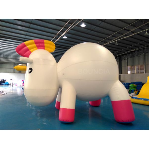 Anti - UV Material Standing Inflatable Unicorn Cartoon For Swimming Pool
