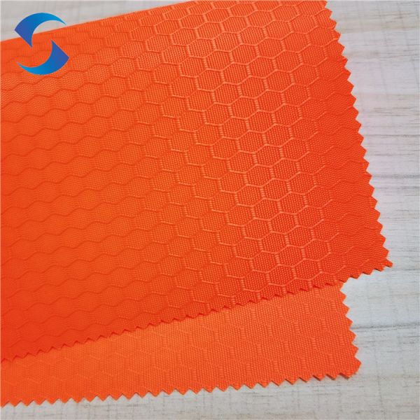 Honeycomb Hexagonal football Fluorescent orange 300D Oxford Fabric With PU1000