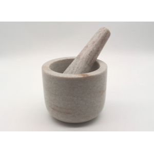 China Round Stone Mortar And Pestle , Marble Bowl With Grinder Handcrafts on sale