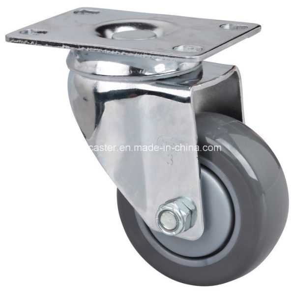 Quality Edl Chrome 4" 130kg Rigid PU Caster Wheel with Ball Bearing 5704-77 Smooth Movement wholesale