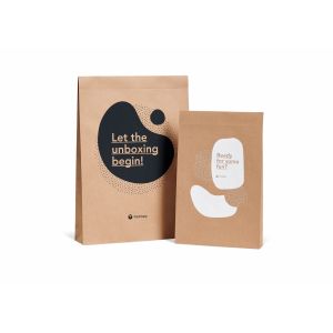 Biodegradable 180g Brown Kraft Paper Envelope Bag 3D Mock Up With Sticker