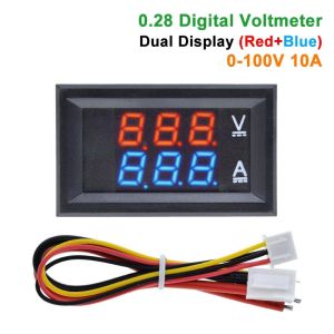 DC 0-100V 10A Digital Volt Amp Meter Ac 0.28" Red Blue Drive IC