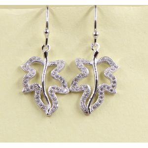 925 Sterling Silver Four-leaf Clover Earrings With Cubic Zirconia Stones Dangle