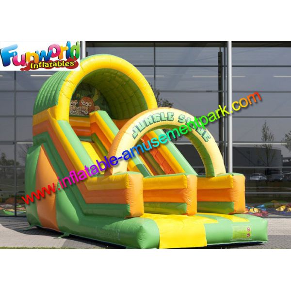 Quality Kids Commercial Inflatable Slide , Jungle Tree Inflatable Cartoon Dry Slides wholesale