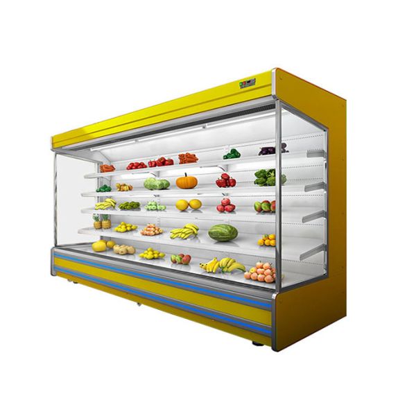 Low Noise Store Vegetable Multideck Open Chiller With Glass Door Easy Moving
