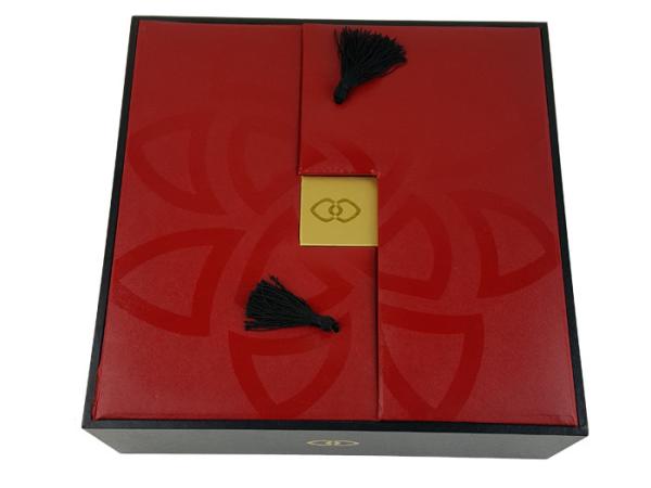 Quality Creative Design Square Shape Box Structure Cake Chocolate Packing Box Red Color Printing Rigid Cardboard Box wholesale