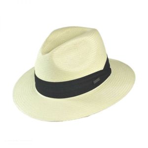 Cheap Men's Pressing Structured Broad Brimmed Hat Western Gentlemen Straw Fedora With Ribbon for sale