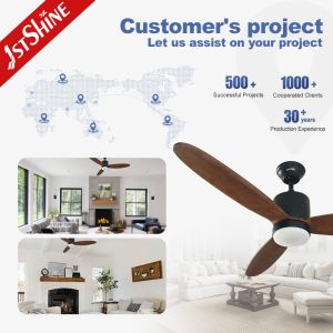Dimmable LED 52 Inches Solid Wood Ceiling Fan Light With Smart App Control