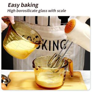 IKOO High Borosilicate Glass Measuring Cup Set with Easy-to-Read Markings Curved