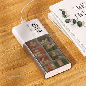 5-Alarm Pill Box Organizer With Clock Countdown Timer Light Up Take Medication