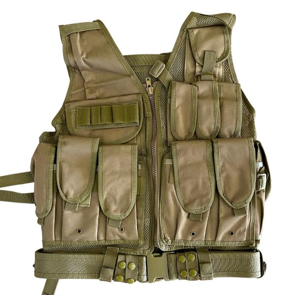 Quality Multi-functional Khaki/Tan Protective Vest with Multiple Pouches and Mesh Liner 1.6 kg wholesale