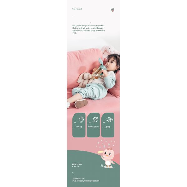 Toddler Leakproof Cute Plastic Water Bottle Multiscene With Straw
