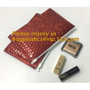 Factory Shiny Rose Gold Silver Cosmetic Zipper Bubble Bag Pink Bubble Bag With