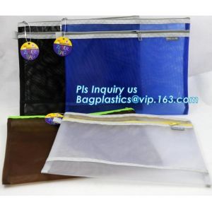 Office A4 /A5 size pvc plastic mesh zipper file bag, B6 A5 B5 A4 transparent