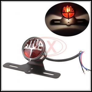 Cheap Motorcycle Universal Light Cafe Racer Vintage Tail Light Round Metal Rear Stop Light for sale