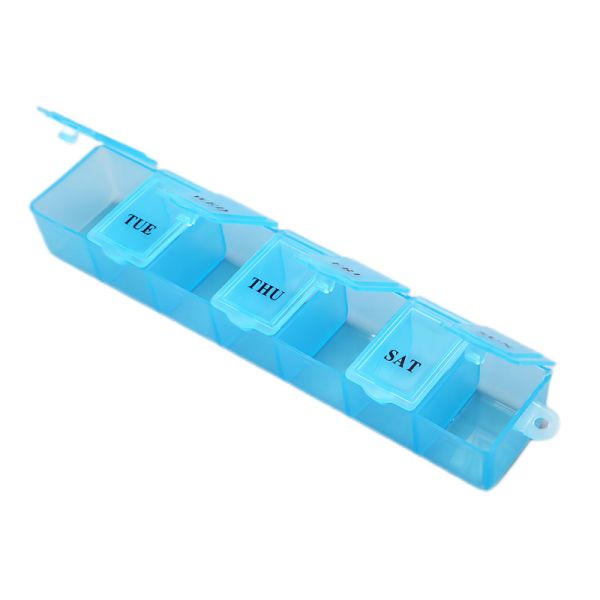 Quality Portable Long Plastic 7 Grid Weekly Pill Box Organizer With Clear Lid wholesale
