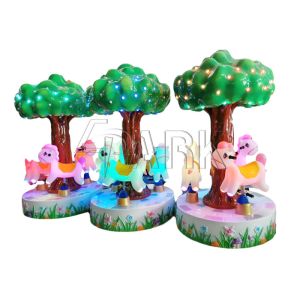 Coin Operated Tree Carousel 3 Players Horse Kiddie Rides