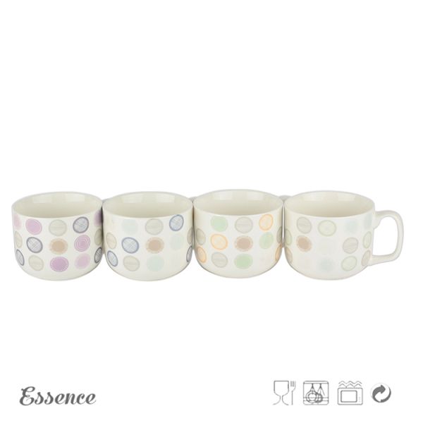 Large Capacity White Large Fine Bone China Mugs 12 Oz Microwave Safe