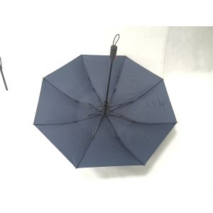 22 Inch Blue Mens Two Fold Umbrella Pongee Fabric With Rubber Coating Handle