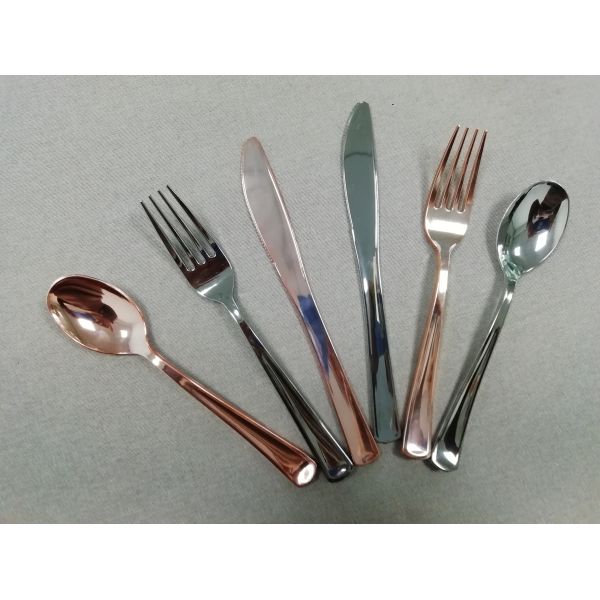 Rose Gold Plastic Utensils For Restaurant Party Picnic,Wholesale Dinner Disposable Plastic Knife,Fork,Spoon