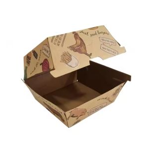 China Custom Order Accepted Eco-Friendly Kraft Paper Burger Box with Glossy Lamination on sale