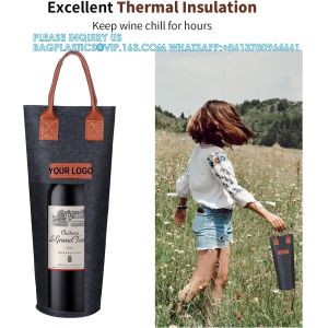 Single Felt Bottle Wine Tote, Bottle Wine Carrier Bag Padded Wine Perfect Wine