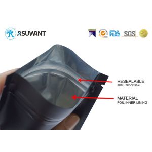 Matte Black Resealable Stand Up Smell Proof Zipper Bags
